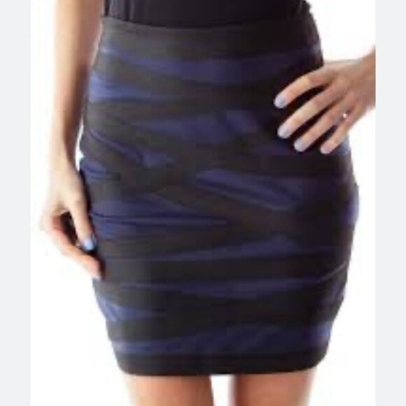 Express size xsmall blue & black bandage skirt - Picture 3 of 7